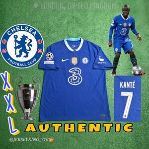 Nike Chelsea FC N'golo Kante #7 2022/2023 Authentic Home Blue Jersey UCL Patch